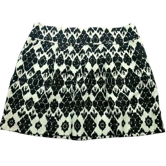 Loft Womens A Line Pleated Skirt Black White Geometric Size 14 - Picture 3 of 5